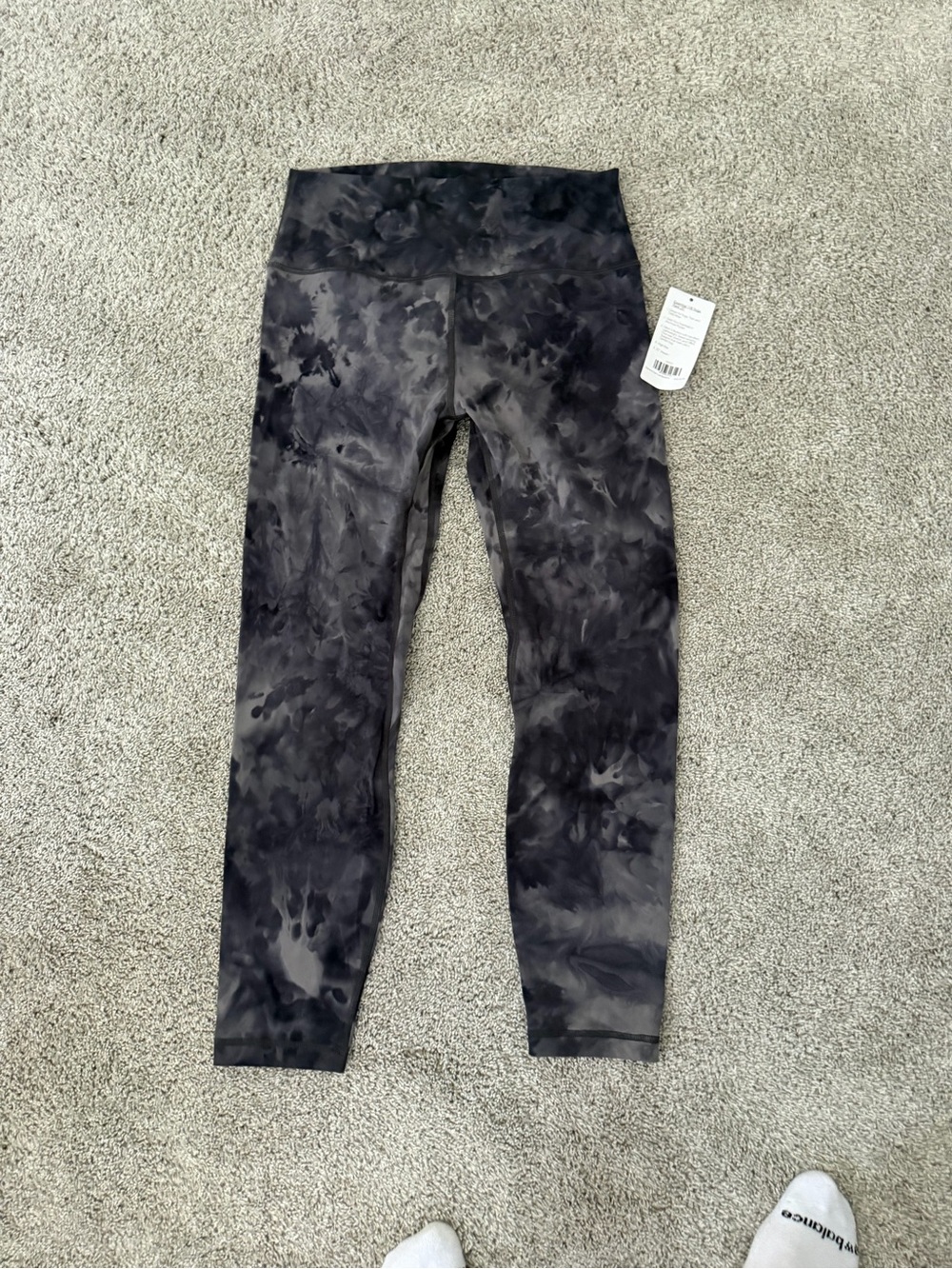 High-Waist Black Tie-Dye Active Leggings